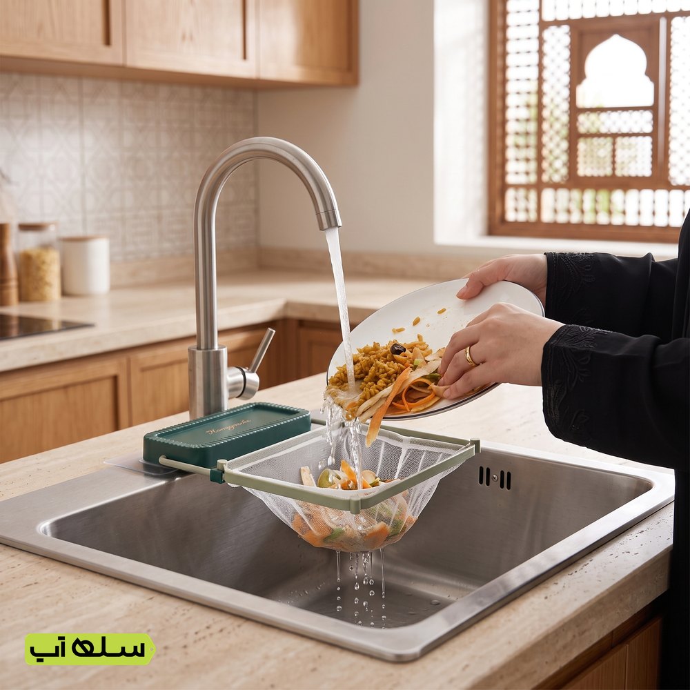 مصفاة وحامل أكياس بقايا الطعام لحوض المطبخ