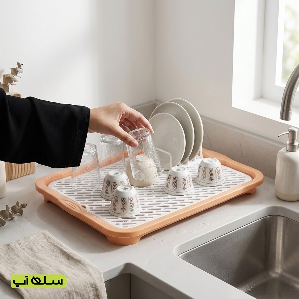 مصفاة تجفيف الأكواب والأطباق للمطبخ 40 × 28 سم