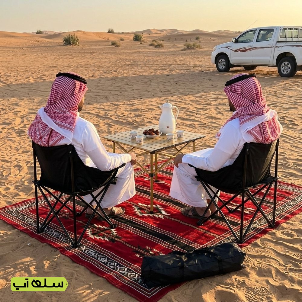 طاولة رحلات مع كرسيين للبر والطلعات